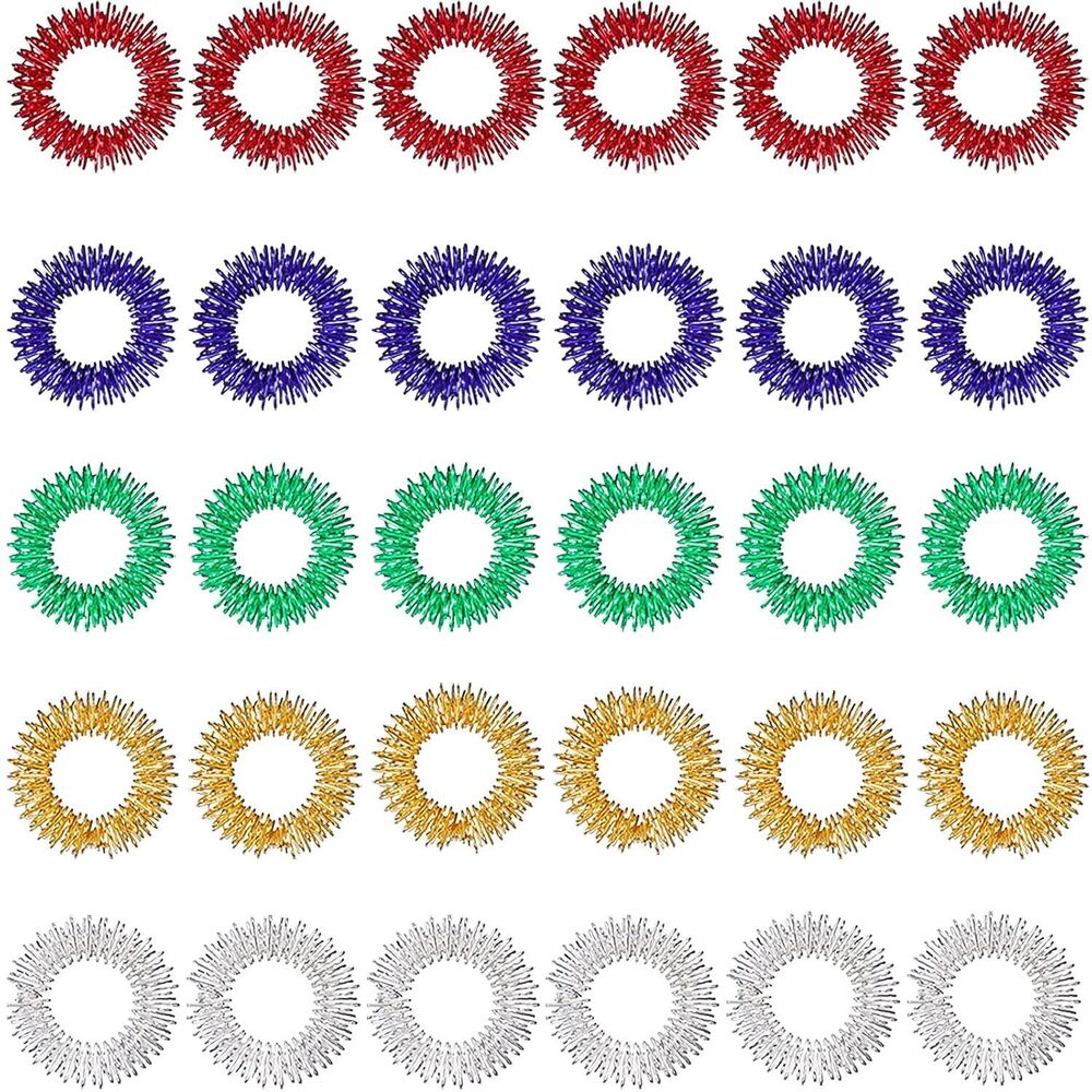 30 Pieces Acupressure Rings Spiky Sensory Rings for Fingers Stress Relief Fidget